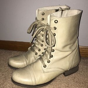 Cream colored combat boots
